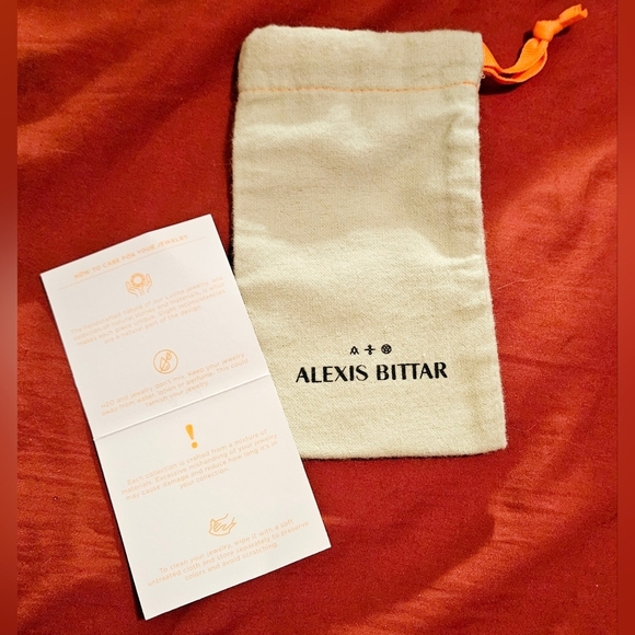 Alexis Bittar Burlap Canvas Dust Bag Storsge Pouch & Jewelry Care Card Gift Set - Picture 8 of 9